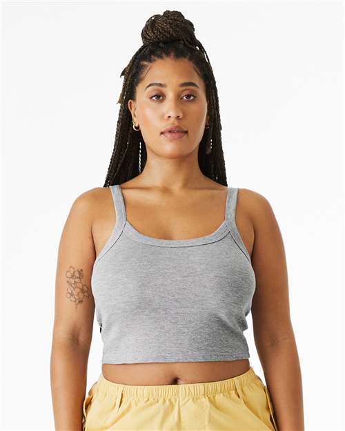 BELLA + CANVAS 1012 Women's Micro Rib Spaghetti Strap Tank - Athletic Heather - model front