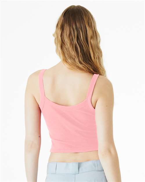 BELLA + CANVAS 1012 Women's Micro Rib Spaghetti Strap Tank - Solid Pink Blend - model back
