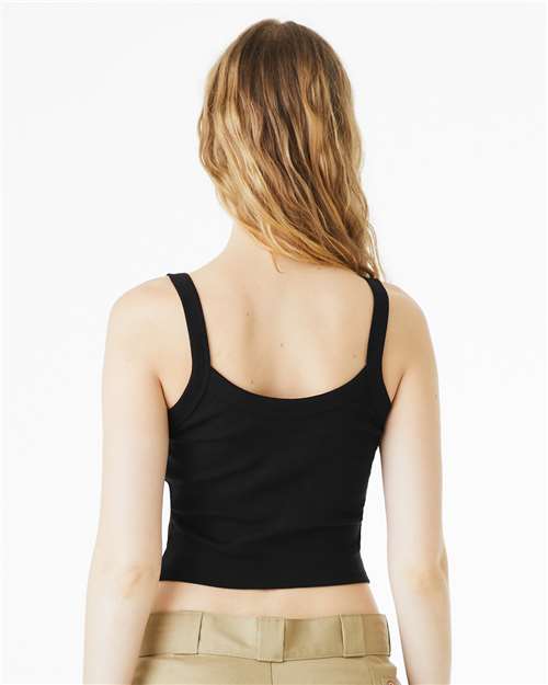 BELLA + CANVAS 1012 Women's Micro Rib Spaghetti Strap Tank - Solid Black Blend - model back