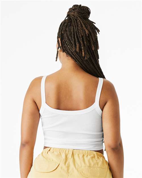 BELLA + CANVAS 1012 Women's Micro Rib Spaghetti Strap Tank - Solid White Blend - model back