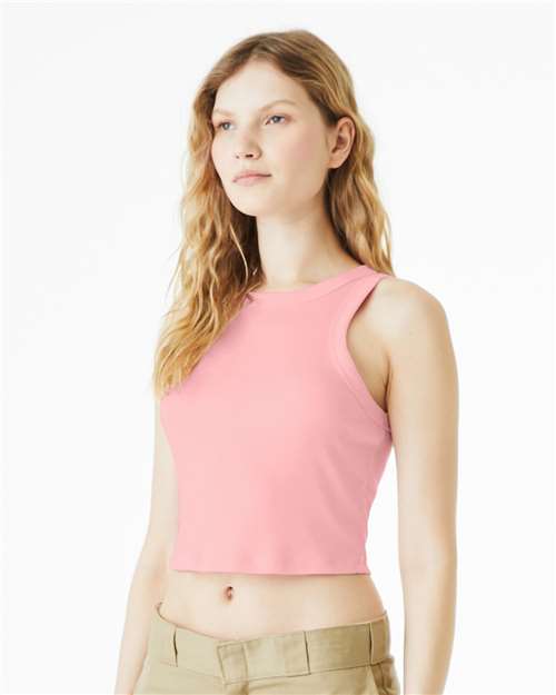 BELLA + CANVAS 1019 Women's Micro Rib Racer Tank - Solid Pink Blend - model side