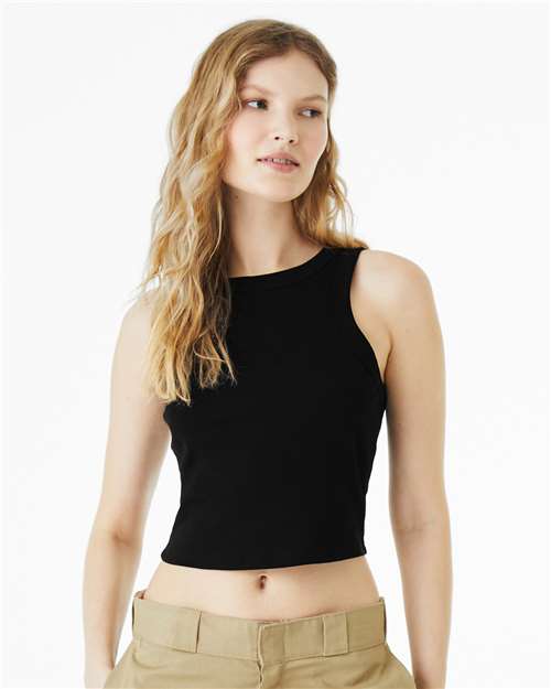 BELLA + CANVAS 1019 Women's Micro Rib Racer Tank - Solid Black Blend - model front