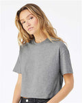 BELLA + CANVAS 6482 Women's Jersey Crop Tee - Athletic Heather - model side