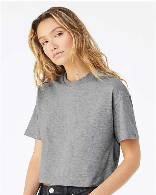 BELLA + CANVAS 6482 Women's Jersey Crop Tee - Athletic Heather - model side