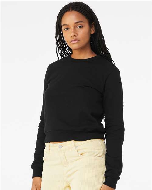 BELLA + CANVAS 7511 Women's Sponge Fleece Crewneck Sweatshirt - Black - model side