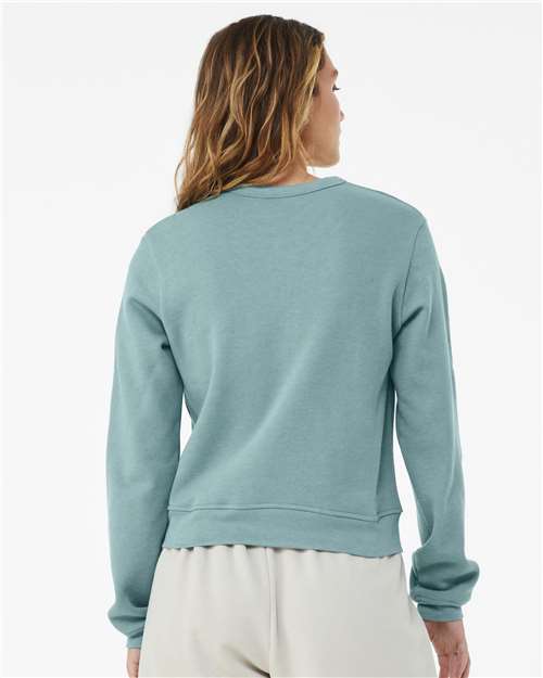 BELLA + CANVAS 7511 Women's Sponge Fleece Crewneck Sweatshirt - Heather Blue Lagoon - model back