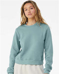 BELLA + CANVAS 7511 Women's Sponge Fleece Crewneck Sweatshirt - Heather Blue Lagoon - model front