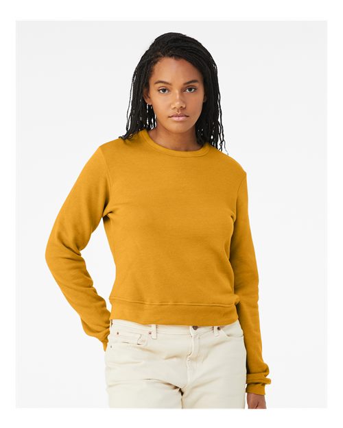 BELLA + CANVAS 7511 Women's Sponge Fleece Crewneck Sweatshirt - Heather Mustard - model front