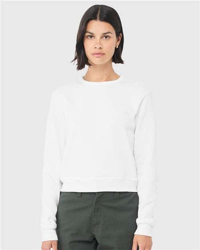 BELLA + CANVAS 7511 Women's Sponge Fleece Crewneck Sweatshirt - White - model front
