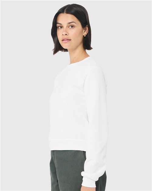 BELLA + CANVAS 7511 Women's Sponge Fleece Crewneck Sweatshirt - White - model side
