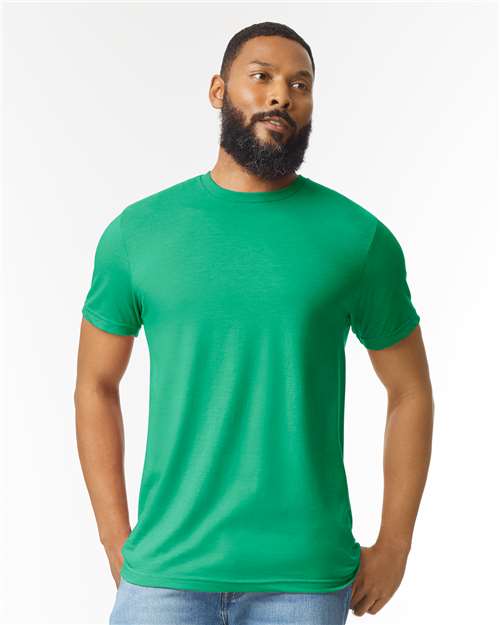 Gildan 64000CVC Unisex Softstyle CVC T-Shirt - Kelly Mist - model front