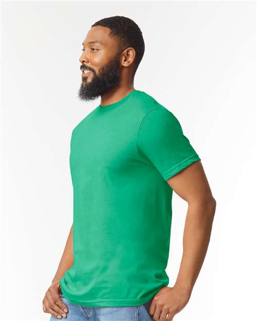 Gildan 64000CVC Unisex Softstyle CVC T-Shirt - Kelly Mist - model side