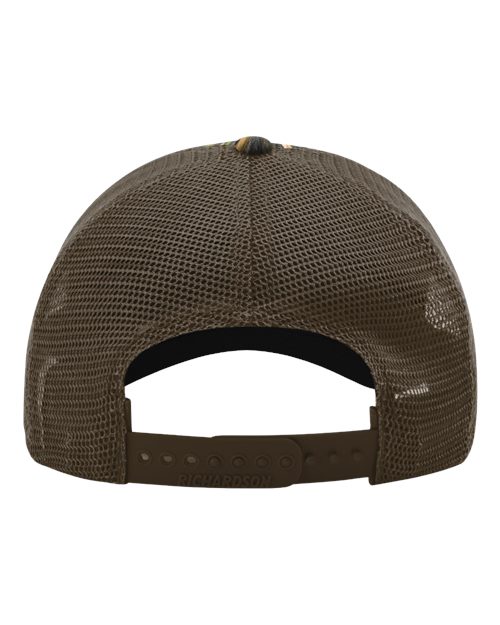 Richardson 111P Garment Washed Printed Trucker Cap - Shadow Grass Habitat/ Brown - back
