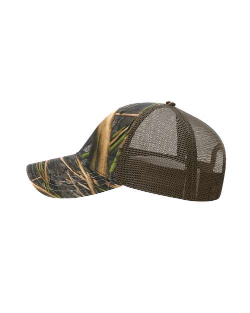 Richardson 111P Garment Washed Printed Trucker Cap - Shadow Grass Habitat/ Brown - side