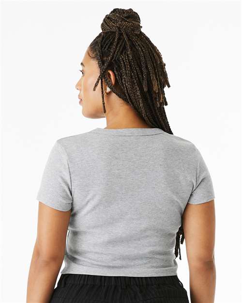 BELLA + CANVAS 1010 Women's Micro Rib Baby Tee - Athletic Heather - model back