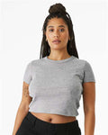 BELLA + CANVAS 1010 Women's Micro Rib Baby Tee - Athletic Heather - model front
