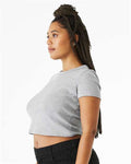 BELLA + CANVAS 1010 Women's Micro Rib Baby Tee - Athletic Heather - model side