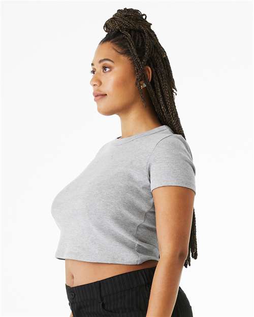 BELLA + CANVAS 1010 Women's Micro Rib Baby Tee - Athletic Heather - model side