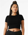 BELLA + CANVAS 1010 Women's Micro Rib Baby Tee - Solid Black Blend - model front