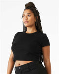 BELLA + CANVAS 1010 Women's Micro Rib Baby Tee - Solid Black Blend - model side