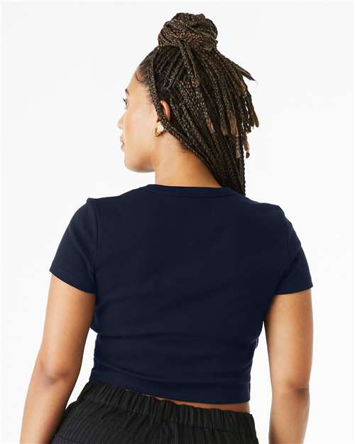 BELLA + CANVAS 1010 Women's Micro Rib Baby Tee - Solid Navy Blend - model back