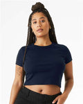 BELLA + CANVAS 1010 Women's Micro Rib Baby Tee - Solid Navy Blend - model front