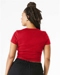 BELLA + CANVAS 1010 Women's Micro Rib Baby Tee - Solid Red Blend - model back
