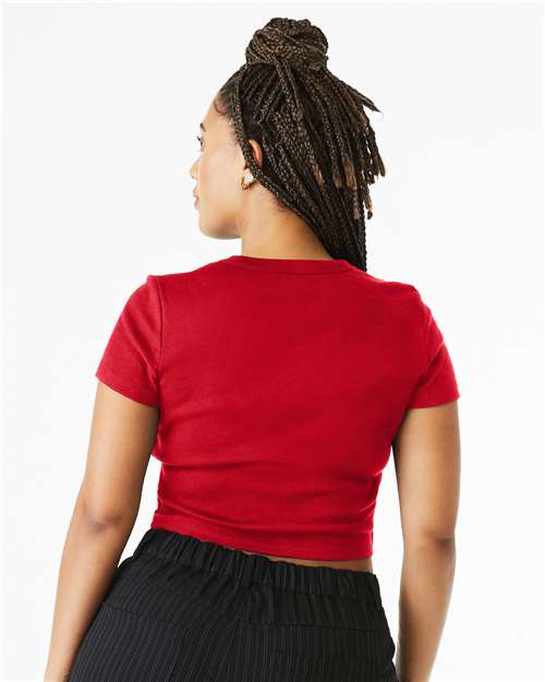 BELLA + CANVAS 1010 Women's Micro Rib Baby Tee - Solid Red Blend - model back