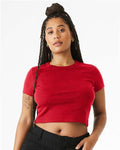 BELLA + CANVAS 1010 Women's Micro Rib Baby Tee - Solid Red Blend - model front