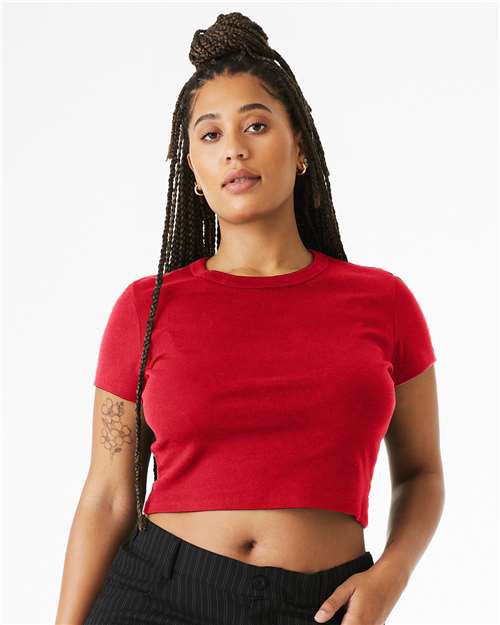 BELLA + CANVAS 1010 Women's Micro Rib Baby Tee - Solid Red Blend - model front