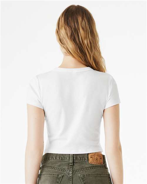 BELLA + CANVAS 1010 Women's Micro Rib Baby Tee - Solid White Blend - model back