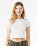BELLA + CANVAS 1010 Women's Micro Rib Baby Tee - Solid White Blend - model front