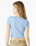 BELLA + CANVAS 1010 Women's Micro Rib Baby Tee - Solid Baby Blue Blend - model back