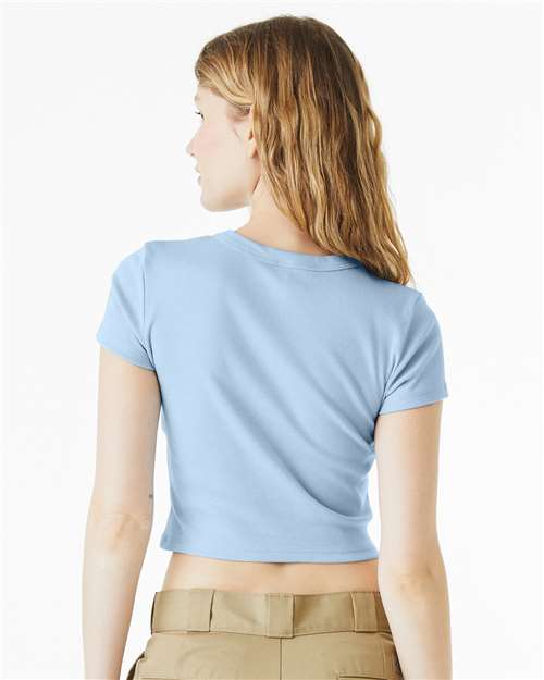 BELLA + CANVAS 1010 Women's Micro Rib Baby Tee - Solid Baby Blue Blend - model back