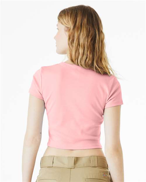 BELLA + CANVAS 1010 Women's Micro Rib Baby Tee - Solid Pink Blend - model back