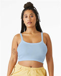 BELLA + CANVAS 1012 Women's Micro Rib Spaghetti Strap Tank - Solid Baby Blue Blend - model front