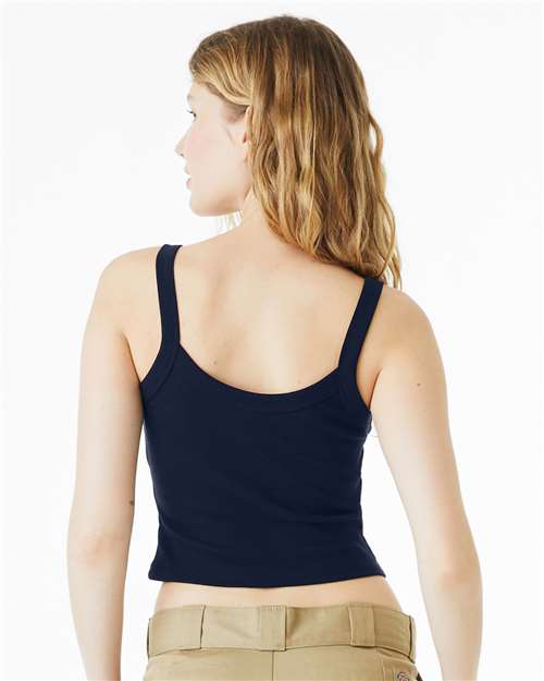 BELLA + CANVAS 1012 Women's Micro Rib Spaghetti Strap Tank - Solid Navy Blend - model back