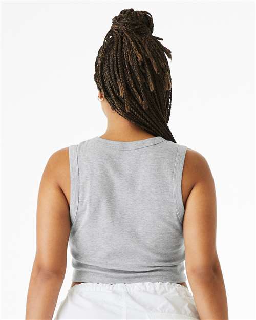 BELLA + CANVAS 1013 Women's Micro Rib Muscle Crop Tank - Athletic Heather - model back