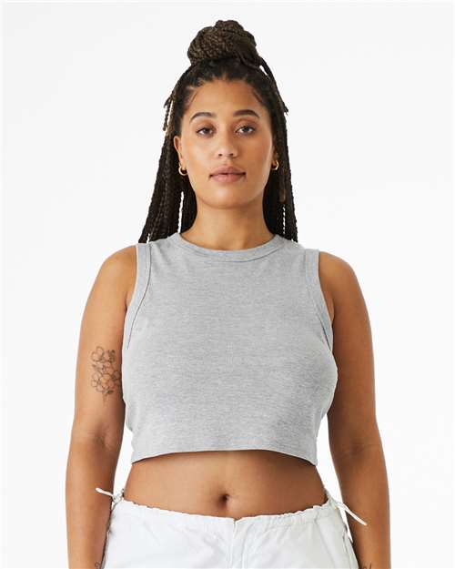 BELLA + CANVAS 1013 Women's Micro Rib Muscle Crop Tank - Athletic Heather - model front