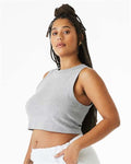 BELLA + CANVAS 1013 Women's Micro Rib Muscle Crop Tank - Athletic Heather - model side