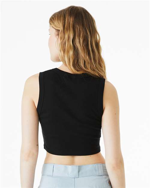 BELLA + CANVAS 1013 Women's Micro Rib Muscle Crop Tank - Solid Black Blend - model back