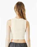 BELLA + CANVAS 1013 Women's Micro Rib Muscle Crop Tank - Solid Natural Blend - model back