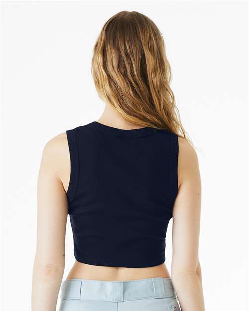 BELLA + CANVAS 1013 Women's Micro Rib Muscle Crop Tank - Solid Navy Blend - model back
