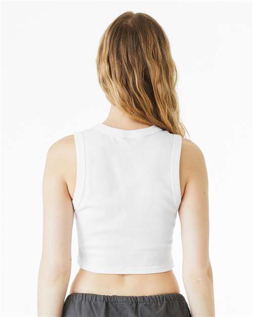 BELLA + CANVAS 1013 Women's Micro Rib Muscle Crop Tank - Solid White Blend - model back