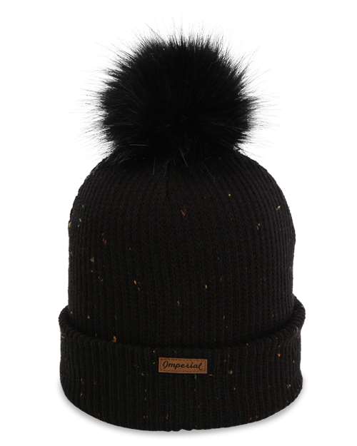 Imperial 6014 The Montage Pom Cuffed Beanie - Black - back