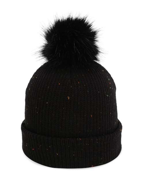 Imperial 6014 The Montage Pom Cuffed Beanie - Black - front