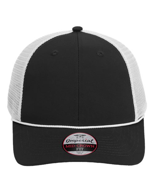 Imperial 7055 The Night Owl Performance Rope Cap - Black/ White - front