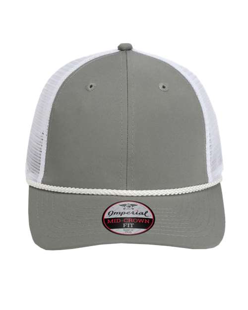 Imperial 7055 The Night Owl Performance Rope Cap - Grey/ White - front