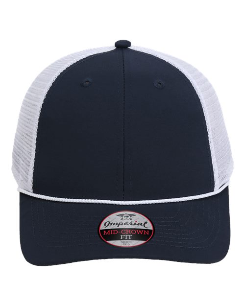 Imperial 7055 The Night Owl Performance Rope Cap - Navy/ White - front