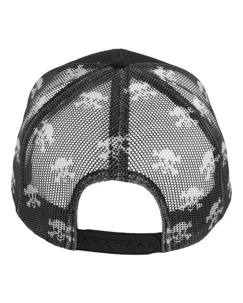 Kati S700M Printed Mesh Trucker Cap - Black/ Black/ Skull - back